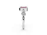 White gold Fancy Pink Emerald  Cut Diamond Milgrain Marquise Band with Prong Setting_5