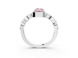 White gold Fancy Pink Emerald  Cut Diamond Milgrain Marquise Band with Prong Setting_6