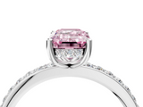 White gold Fancy Pink Emerald  Cut Diamond Pavé Band Ring with Four-Prong Setting_28