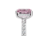 White gold Fancy Pink Emerald  Cut Diamond Pavé Band Ring with Four-Prong Setting_29
