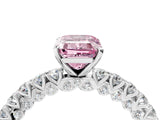 White gold Fancy Pink Emerald Cut Diamond Pavé Band Solitaire Ring with Prong Setting_108