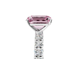 White gold Fancy Pink Emerald Cut Diamond Pavé Band Solitaire Ring with Prong Setting_110