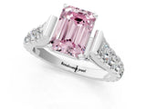 White gold Fancy Pink Emerald  Cut Diamond Pavé Band Solitaire with Four-Prong Setting_34