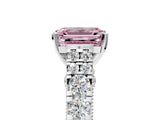 White gold Fancy Pink Emerald  Cut Diamond Pavé Band Solitaire with Four-Prong Setting_38