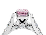 White gold Fancy Pink Emerald  Cut Diamond Pavé Band Solitaire with Four-Prong Setting_43