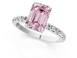 White gold Fancy Pink Emerald  Cut Diamond Pavé Band Solitaire with Four-Prong Setting_4