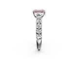White gold Fancy Pink Emerald  Cut Diamond Pavé Band Solitaire with Four-Prong Setting_5