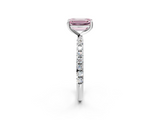 White gold Fancy Pink Emerald  Cut Diamond Pavé Band Solitaire with Four-Prong Setting_5