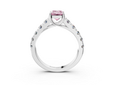 White gold Fancy Pink Emerald  Cut Diamond Pavé Band Solitaire with Four-Prong Setting_6