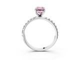 White gold Fancy Pink Emerald  Cut Diamond Pavé Band Solitaire with Four-Prong Setting_6