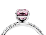 White gold Fancy Pink Emerald  Cut Diamond Pavé Band Solitaire with Four-Prong Setting_7