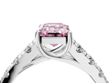 White gold Fancy Pink Emerald  Cut Diamond Pavé Band Solitaire with Four-Prong Setting_7