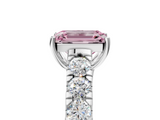 White gold Fancy Pink Emerald  Cut Diamond Pavé Band Solitaire with Four-Prong Setting_8