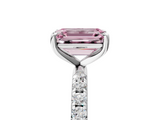 White gold Fancy Pink Emerald  Cut Diamond Pavé Band Solitaire with Four-Prong Setting_8