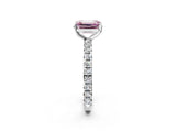 White gold Fancy Pink Emerald  Cut Diamond Pavé Band with Four-Prong Setting_16