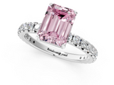 White gold Fancy Pink Emerald  Cut Diamond Pavé Band with Four-Prong Setting_17