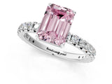 White gold Fancy Pink Emerald  Cut Diamond Pavé Band with Four-Prong Setting_49