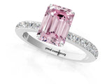 White gold Fancy Pink Emerald Cut Diamond Pavé Engagement Ring with Round  Accents and Prong Setting_120