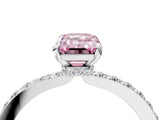 White gold Fancy Pink Emerald Cut Diamond Pavé Engagement Ring with Round  Accents and Prong Setting_123