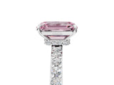White gold Fancy Pink Emerald Cut Diamond Pavé Engagement Ring with Round  Accents and Prong Setting_130
