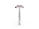 White gold Fancy Pink Emerald Cut Diamond Pavé Halo Ring with Four-Prong Setting_50