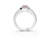 White gold Fancy Pink Emerald Cut Diamond Pavé Halo Ring with Four-Prong Setting_51