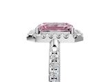 White gold Fancy Pink Emerald Cut Diamond Pavé Halo Ring with Four-Prong Setting_52