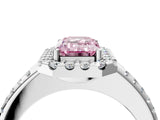 White gold Fancy Pink Emerald Cut Diamond Pavé Halo Ring with Four-Prong Setting_52