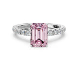 White gold Fancy Pink Emerald Cut Diamond Pavé Solitaire Engagement Ring with Four-Prong Setting_66