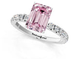 White gold Fancy Pink Emerald Cut Diamond Pavé Solitaire Engagement Ring with Four-Prong Setting_67
