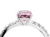 White gold Fancy Pink Emerald Cut Diamond Pavé Solitaire Engagement Ring with Four-Prong Setting_70