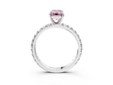 White gold Fancy Pink Emerald Cut Diamond Pavé Solitaire Ring with Round Band and Prong Setting_17