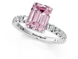 White gold Fancy Pink Emerald Cut Diamond Pavé Solitaire Ring with Round Band and Prong Setting_39