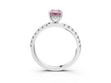 White gold Fancy Pink Emerald Cut Diamond Pave Band Solitaire Ring with Round  and Prong Setting_133