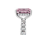 White gold Fancy Pink Emerald Cut Diamond Pave Band Solitaire Ring with Round  and Prong Setting_135