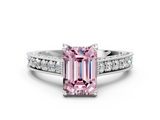 White gold Fancy Pink Emerald  Cut Diamond Pave Band with Four-Prong Setting_20