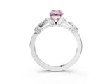 White gold Fancy Pink Emerald  Cut Diamond Ring with Baguette Side Stones, Channel Set Band, and Four-Prong Setting_39