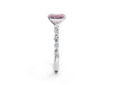 White gold Fancy Pink Emerald Cut Diamond Ring with Marquise and Round  Side Stones and Four-Prong Setting_78