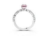 White gold Fancy Pink Emerald Cut Diamond Ring with Marquise and Round  Side Stones and Four-Prong Setting_79