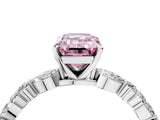 White gold Fancy Pink Emerald Cut Diamond Ring with Marquise and Round  Side Stones and Four-Prong Setting_81