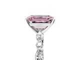 White gold Fancy Pink Emerald Cut Diamond Ring with Marquise and Round  Side Stones and Four-Prong Setting_82