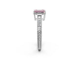 White gold Fancy Pink Emerald Cut Diamond Ring with Milgrain Pavé Band and Four-Prong Setting_34