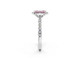 White gold Fancy Pink Emerald Cut Diamond Ring with Pavé Band and Floral Prong Setting_61