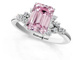 White gold Fancy Pink Emerald Cut Diamond Ring with Side Stones and Four-Prong Setting_133