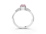 White gold Fancy Pink Emerald Cut Diamond Ring with Side Stones and Four-Prong Setting_135