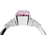 White gold Fancy Pink Emerald Cut Diamond Ring with Side Stones and Four-Prong Setting_136