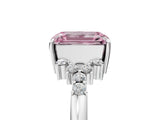 White gold Fancy Pink Emerald Cut Diamond Ring with Side Stones and Four-Prong Setting_137