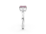 White gold Fancy Pink Emerald  Cut Diamond Ring with Tapered Baguette Side Stones in Four-Prong Setting_5