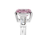 White gold Fancy Pink Emerald  Cut Diamond Ring with Tapered Baguette Side Stones in Four-Prong Setting_8