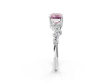 White gold Fancy Pink Emerald Cut Diamond Scattered Round Accent Ring with Prong Setting_14